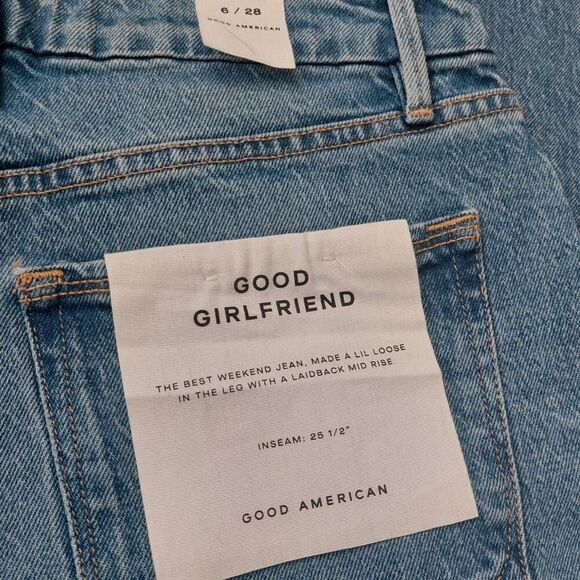 Good American Midrise Good Girlfriend Jeans - NWT size 6 /28 Inseam 25.5 - Picture 7 of 12